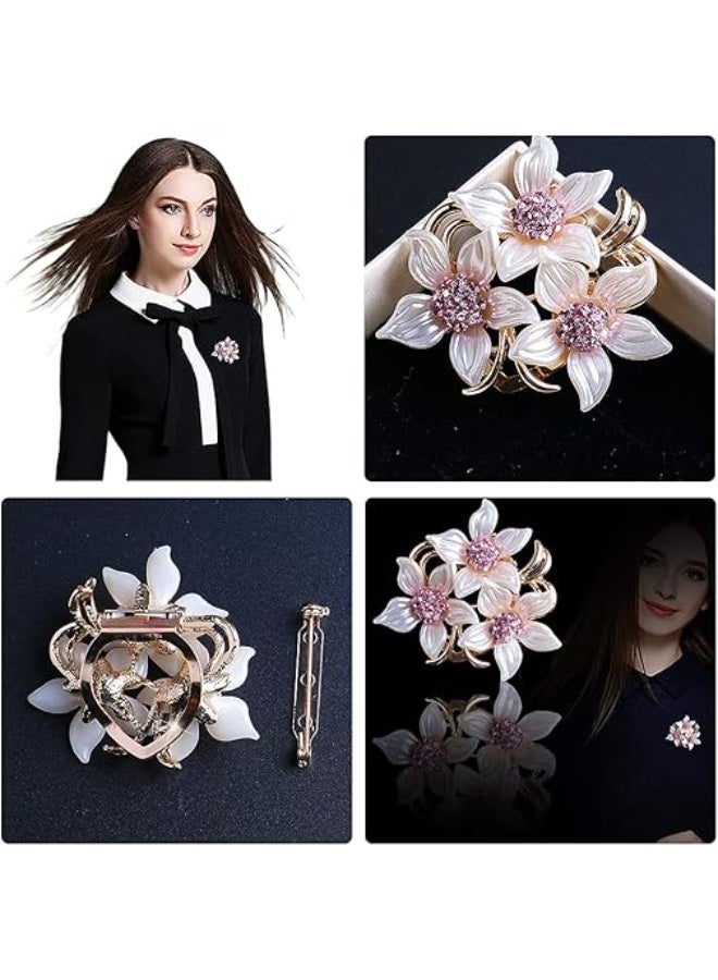 Goolsky Women's Crystal Pearl Flower Brooches Elegant Enamel Rhinestone Floral Statement Brooch Pins Fashion Jewelry Accessories for Women Gift Gold - Image 5