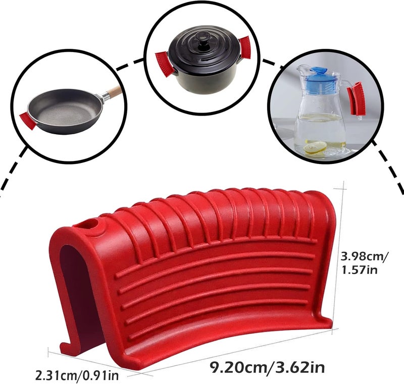 EVAHOM 8 Pack Cast Iron Pot Assist Handle Covers High Heat Resistance, Anti-slip Silicone Skillet Handle Cover Any Frying Cast Iron Skillet Metal Pan, Washable Reusable Rubber Pot Holder Sleeves Red - Image 2