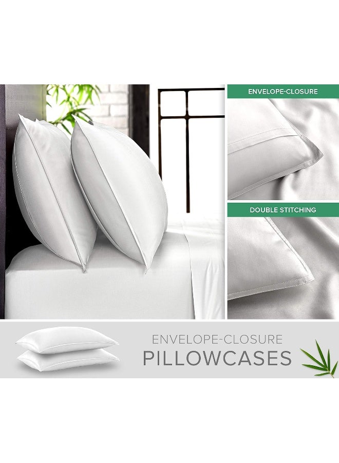 Pure Bamboo King Bed Sheet Set, Genuine 100% Organic Viscose Derived from Bamboo, Luxuriously Soft & Cooling, Double Stitching, Lifetime Quality Promise (King, White)  - Image 3