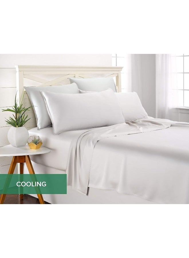 Pure Bamboo King Bed Sheet Set, Genuine 100% Organic Viscose Derived from Bamboo, Luxuriously Soft & Cooling, Double Stitching, Lifetime Quality Promise (King, White)  - Image 5