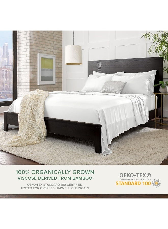 Pure Bamboo King Bed Sheet Set, Genuine 100% Organic Viscose Derived from Bamboo, Luxuriously Soft & Cooling, Double Stitching, Lifetime Quality Promise (King, White)  - Image 2