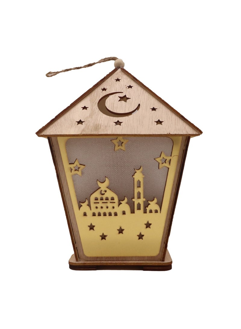 Yuwell 2 Pcs Wooden Ramadan Lantern Ramadan Mubarak Decoration Light Eid Decoration Lantern Lamp For Indoor And Outdoor Use Decoration Ramadan Light 18X13CM - Image 2