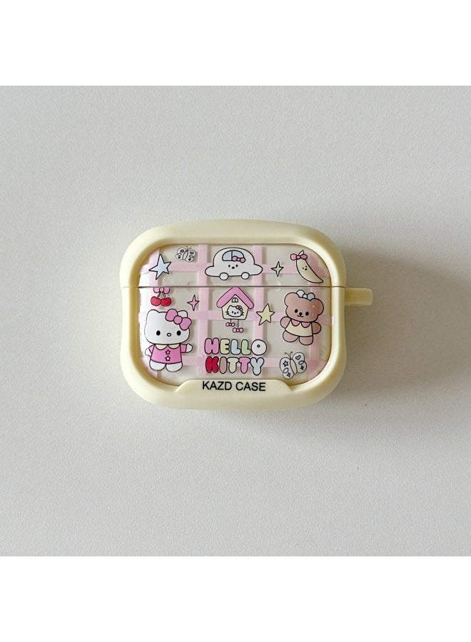 Hello Kitty Bear For AirPods4 For Apple 2/3 Generation Pro2 Bluetooth Wireless Headset Cute-Color:Lemon Yellow Bear Kt Single Shell-Applicable Models:Airpods 1/2 Generation - Image 1