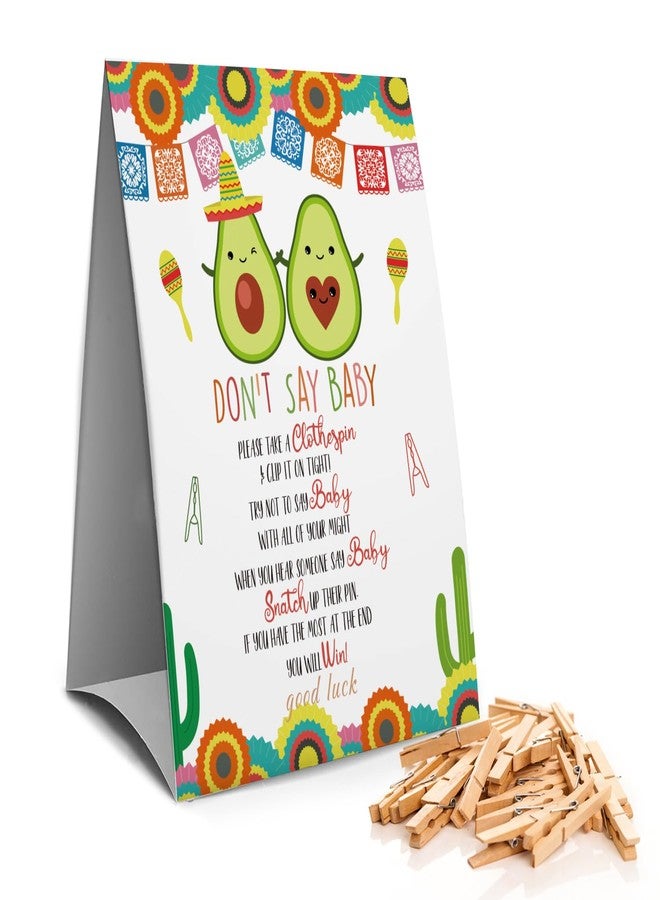 Muruseni Don't Say Baby Clothespin Games Sign(1 Sign + 50 Mini Clothespins), Baby Shower Games, Avocado,Gender Neutral Baby Shower - Image 2