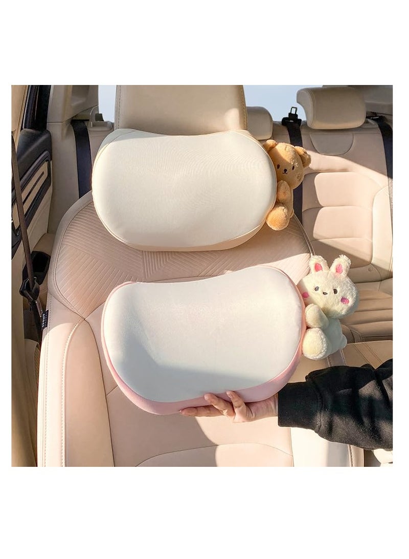SYOSI Car Headrest Pillow, 2PCS, Bear or Bunny Car Seat Neck Pillow Car Decor Memory Foam Neck Support Cushions for Comfortable Driving, Travel, Home, Office, Easy Install and Washable (Pink) - Image 1
