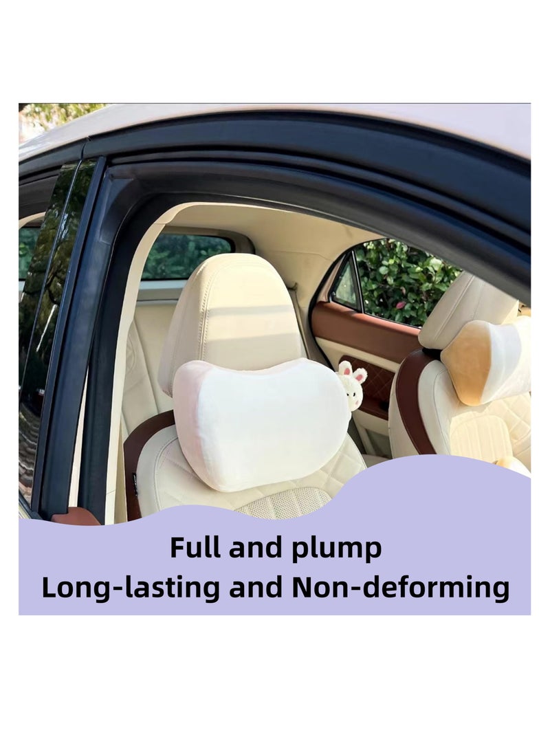 SYOSI Car Headrest Pillow, 2PCS, Bear or Bunny Car Seat Neck Pillow Car Decor Memory Foam Neck Support Cushions for Comfortable Driving, Travel, Home, Office, Easy Install and Washable (Pink) - Image 3