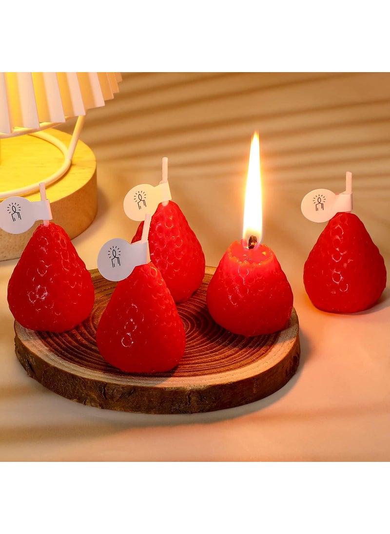 Mtlee MTLEE 12 Pcs Strawberry Candle Fruit Shaped Candle Mini Scented Decorative Soy Wax Cute Decoration for Birthday Cake Party Bath Yoga Spa Aesthetic Wedding Gift Table Photo Decor 