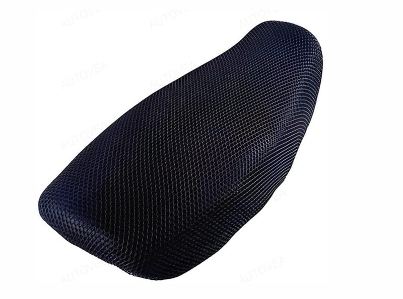 Autovea Anti-Slip 3D Nylon Mesh Stretchable Net Bike/Scooty Seat Cover Cushion (Black) Compatible with Bajaj Pulsar 180 DTS-i - Image 1