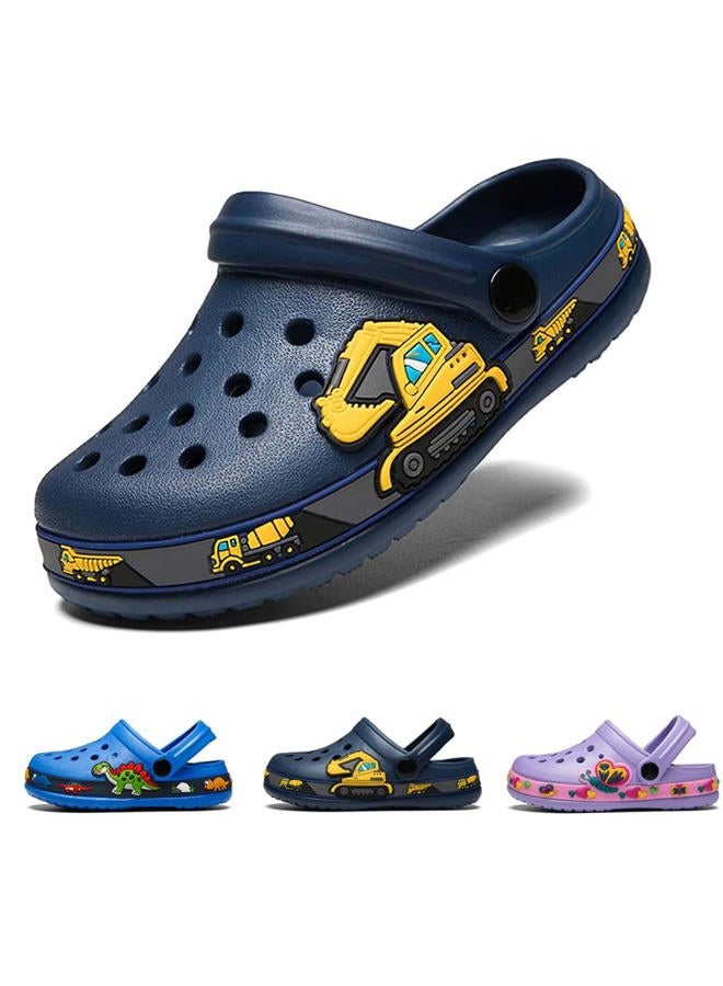 DRECAGE Toddler Clogs Kids Clogs for Girls Boys Slip on Garden Clogs Slide Sandals Waterproof Beach Pool Shoes Slippers Darkblue Digger Toddler 8 - Image 1