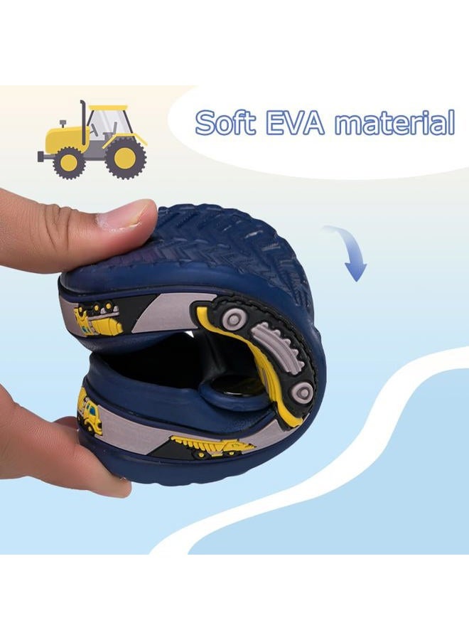 DRECAGE Toddler Clogs Kids Clogs for Girls Boys Slip on Garden Clogs Slide Sandals Waterproof Beach Pool Shoes Slippers Darkblue Digger Toddler 8 - Image 5