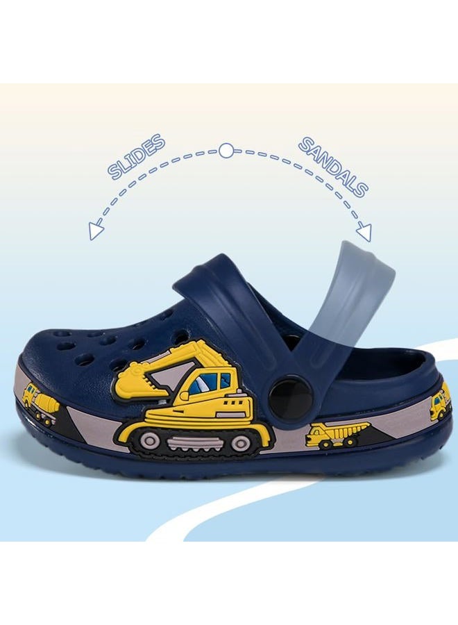 DRECAGE Toddler Clogs Kids Clogs for Girls Boys Slip on Garden Clogs Slide Sandals Waterproof Beach Pool Shoes Slippers Darkblue Digger Toddler 8 - Image 3