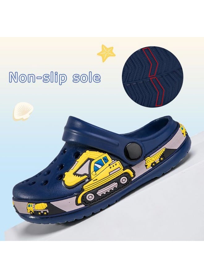 DRECAGE Toddler Clogs Kids Clogs for Girls Boys Slip on Garden Clogs Slide Sandals Waterproof Beach Pool Shoes Slippers Darkblue Digger Toddler 8 - Image 4