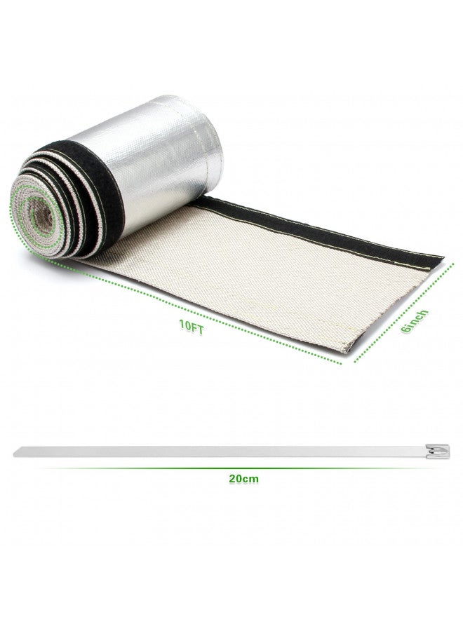 LEDAUT Heat Shroud Aluminized Sleeving Heat Shield fuel line wire heat sleeve 1-1/2''I.D. x 10FT with 20 Pcs 7.8Inch Stainless Steel Cable Metal Zip Ties - Image 1