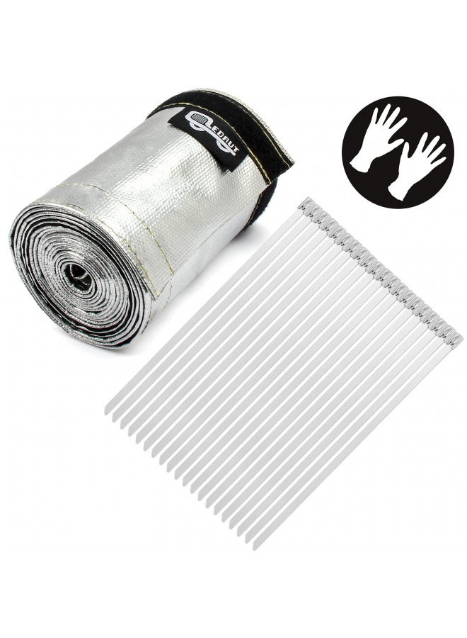 LEDAUT Heat Shroud Aluminized Sleeving Heat Shield fuel line wire heat sleeve 1-1/2''I.D. x 10FT with 20 Pcs 7.8Inch Stainless Steel Cable Metal Zip Ties - Image 4