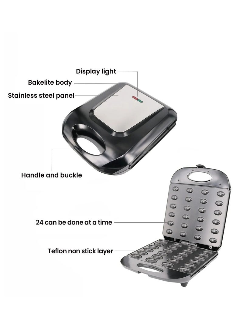 Winning Star Electric Donut Maker, Walnut Maker, Non Stick Double Sided Mini Donut Maker, 24 Holes Nuts Maker Sandwich Iron, Mini Breakfast Bread Maker - Image 4