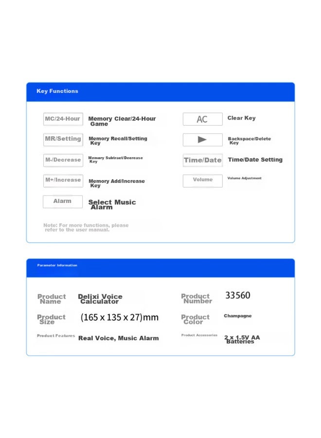 Deli Digit Metal Panel Voice Calculator, Large Crystal Buttons, Large Screen Financial Calculator, Office Supplies, Medium Size, Champagne Gold 33560 - Image 5