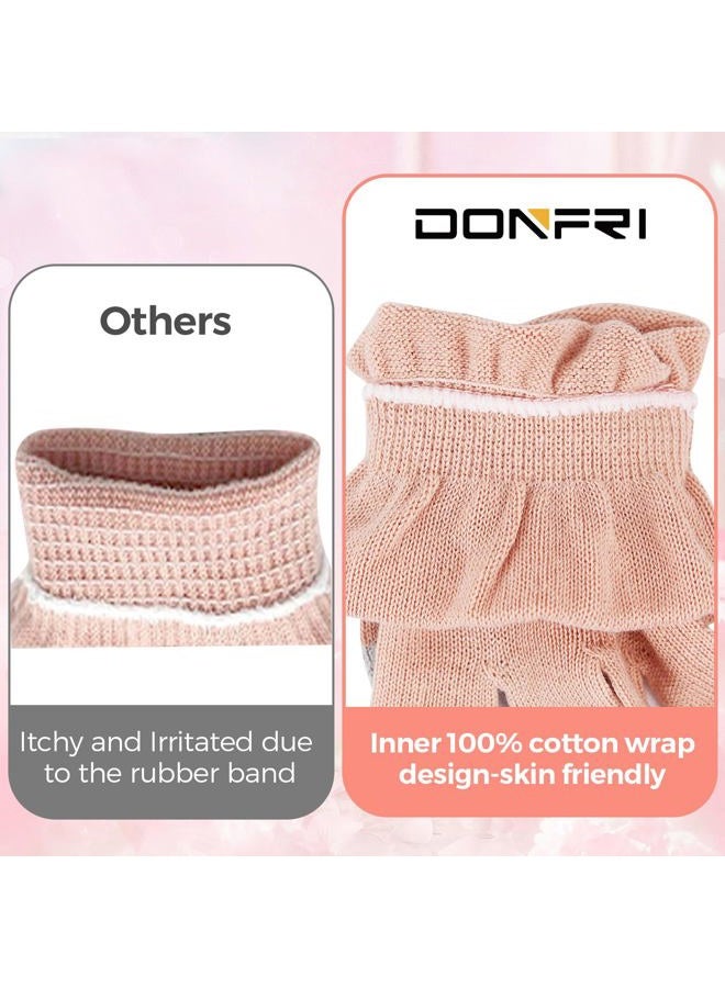Donfri Cotton Moisturizing Gloves Overnight 2 Pairs Touchscreen Fingers for SPA Dry Hands Hand Care Day and Night Moisturizing (Medium-Pink) - Image 5