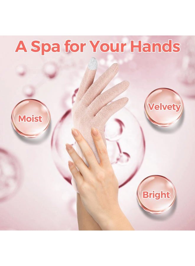 Donfri Cotton Moisturizing Gloves Overnight 2 Pairs Touchscreen Fingers for SPA Dry Hands Hand Care Day and Night Moisturizing (Medium-Pink) - Image 3