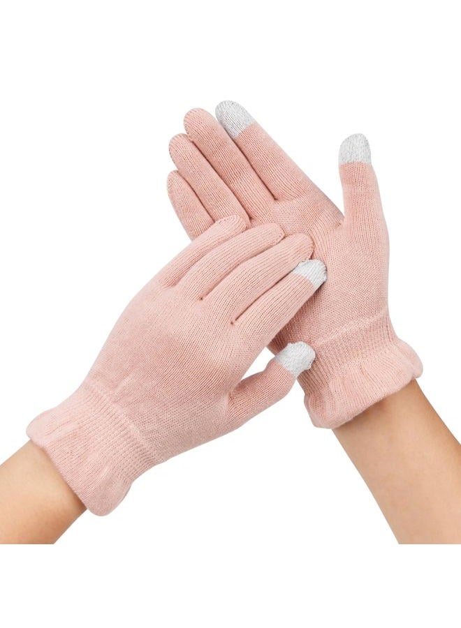 Donfri Cotton Moisturizing Gloves Overnight 2 Pairs Touchscreen Fingers for SPA Dry Hands Hand Care Day and Night Moisturizing (Medium-Pink) - Image 1