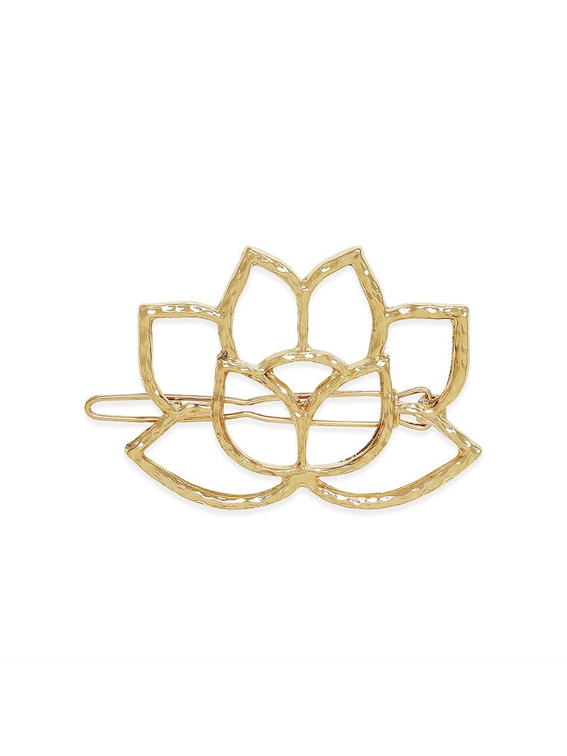 OOMPHelicious Gold Tone Filigree Lotus Fashion Hair Clip Hair Pin For Women & Girls - Image 2