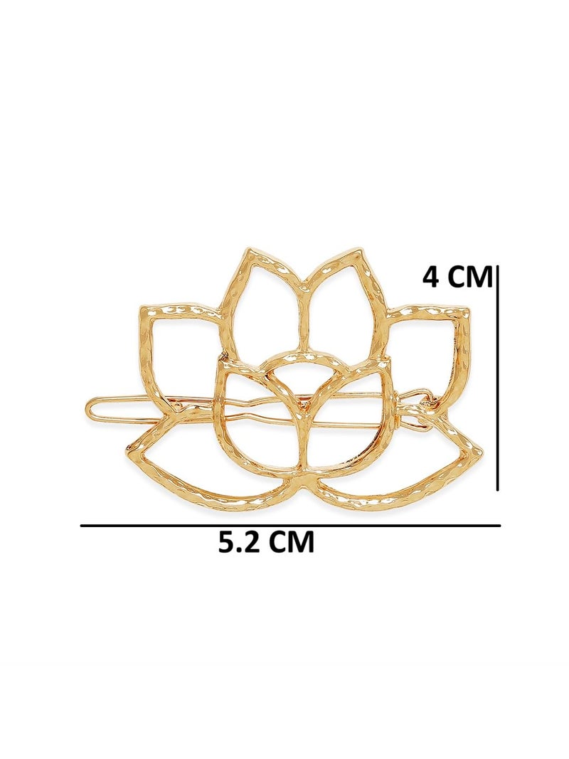 OOMPHelicious Gold Tone Filigree Lotus Fashion Hair Clip Hair Pin For Women & Girls - Image 5