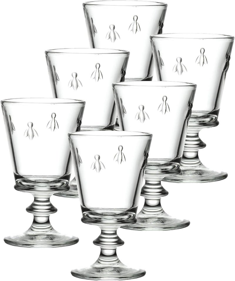 La Rochere Napoleon Bee Stemmed Wine Glass Set of 6  Vintage Wine Glasses  La Rochere Bee Glassware Sets 12 oz