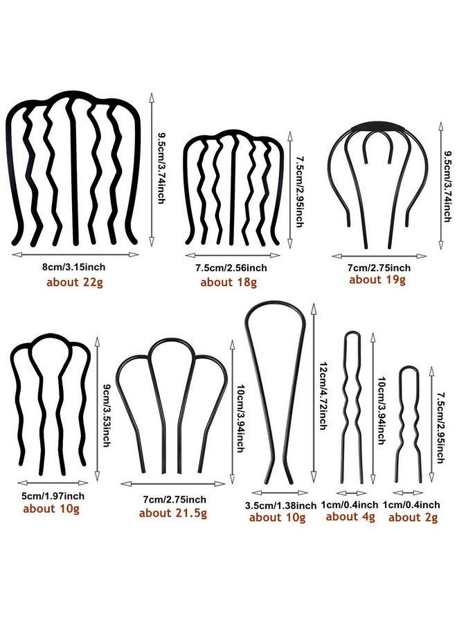 La Jolie Jasmin 8 Piece Hair Side Combs U Hair Pins Hair Fork Clip Hair Stick for Updo Bun, U Shaped Teeth Hair Combs for Vintage Hairstyle Hair Accessories - Image 3