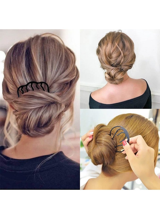 La Jolie Jasmin 8 Piece Hair Side Combs U Hair Pins Hair Fork Clip Hair Stick for Updo Bun, U Shaped Teeth Hair Combs for Vintage Hairstyle Hair Accessories - Image 5