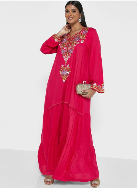 Floral Embroidered Jalabiya