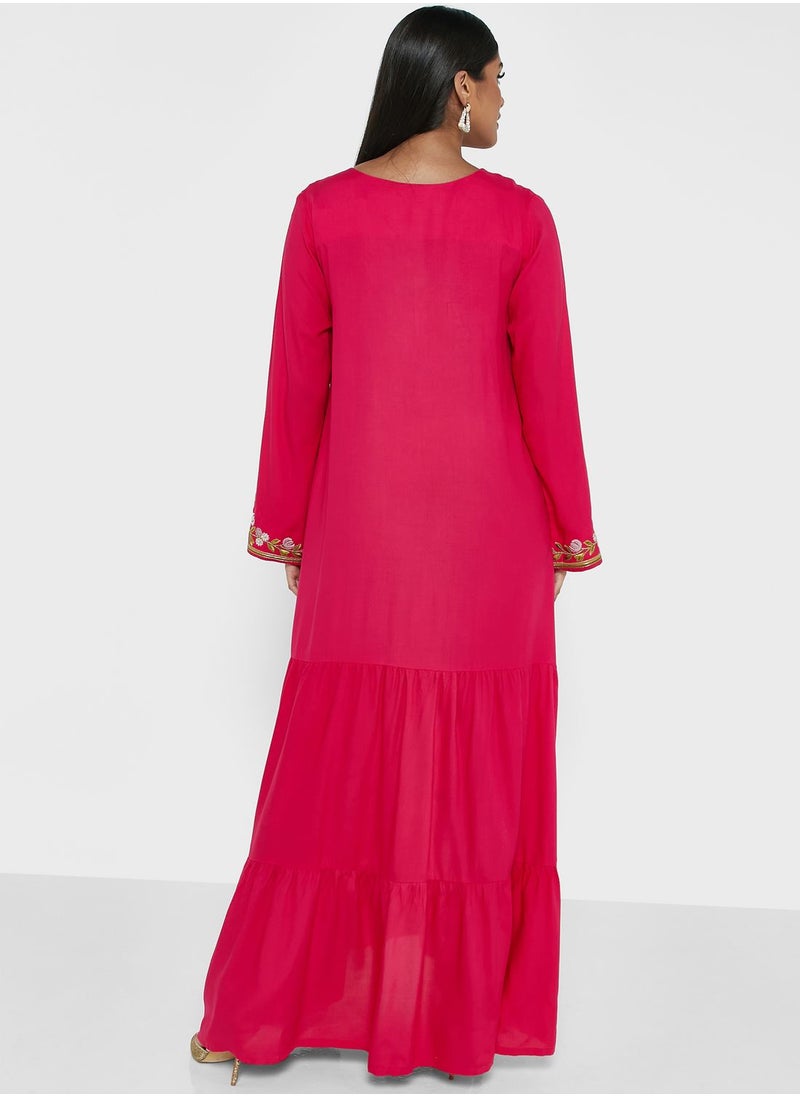 KASHKHA - Floral Embroidered Jalabiya - Image 1