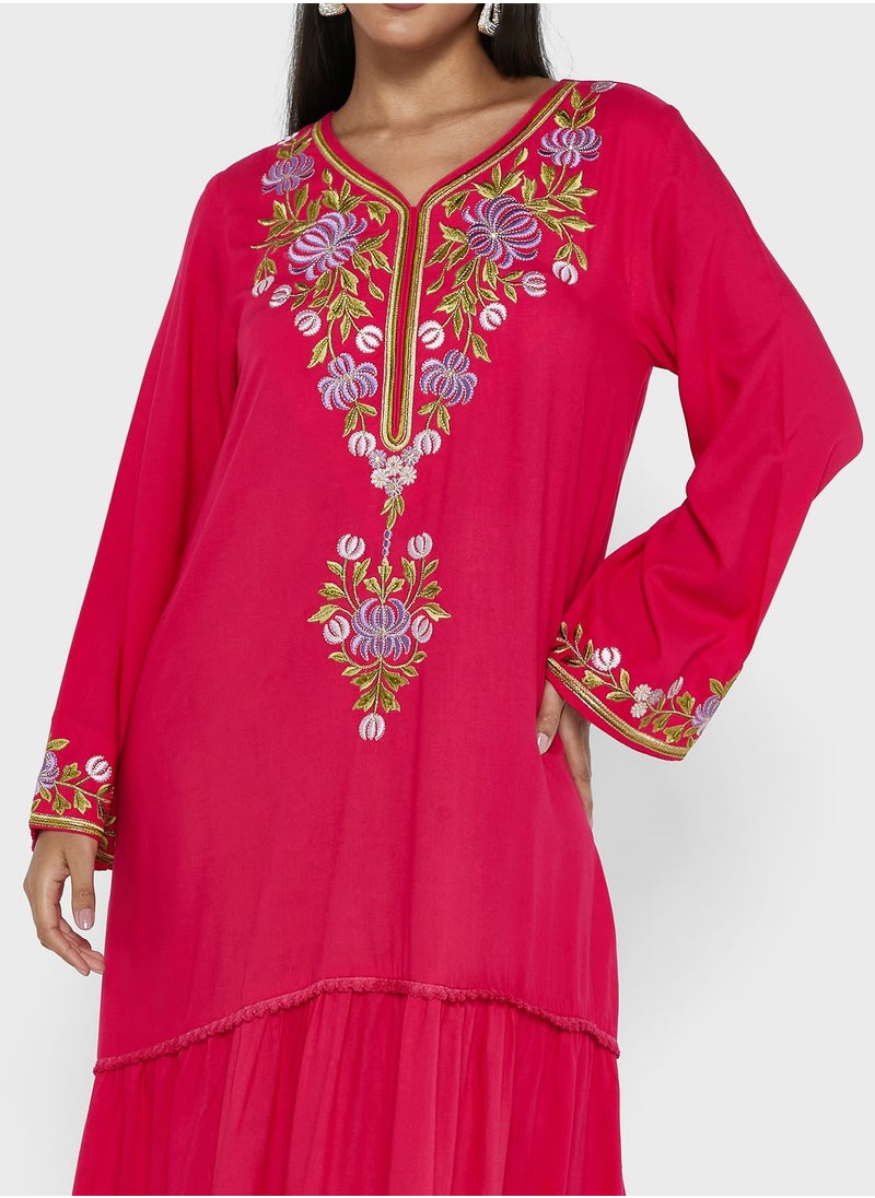 KASHKHA - Floral Embroidered Jalabiya - Image 1