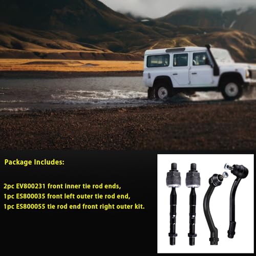 HHCM 4pc Front Outer Inner Tie Rod End Kit ES800035 ES800055 EV800231 for Hyundai Santa Fe 2007 2008 2009 2010 2011 2012, for Kia Sorento 2011-2013, Steering Outer Tie Rods and Inner Tie Rod End - Image 3
