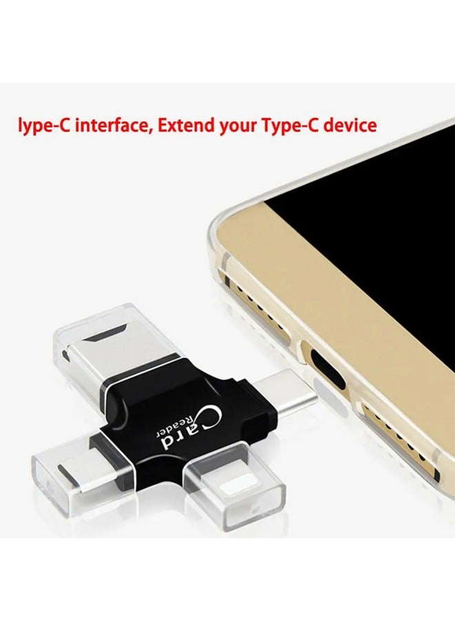Taimi iPhone Multiple USB Card Reader with Type C USB Connector OTG HUB Adapter Black - Image 5