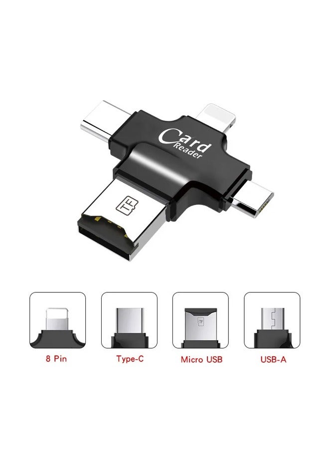 Taimi iPhone Multiple USB Card Reader with Type C USB Connector OTG HUB Adapter Black - Image 1