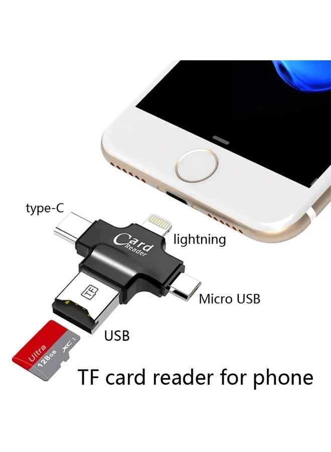 Taimi iPhone Multiple USB Card Reader with Type C USB Connector OTG HUB Adapter Black - Image 3