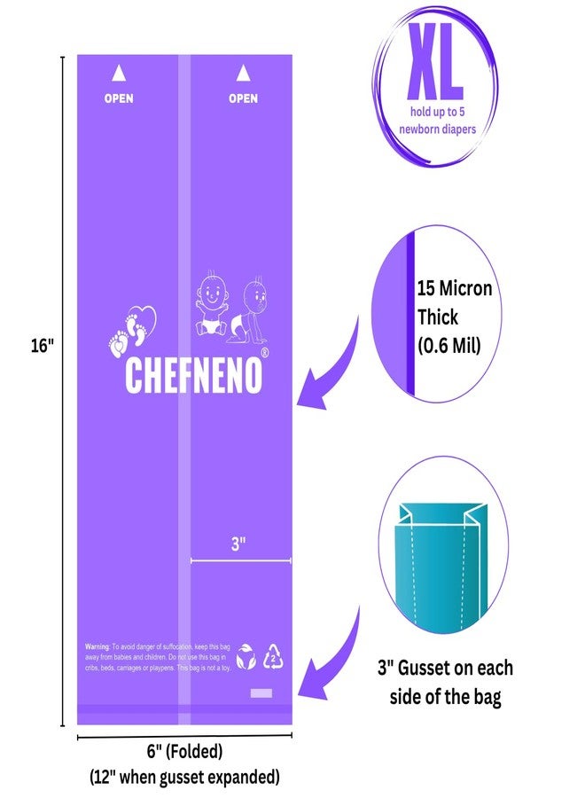 CHEFNENO Baby Diaper Bag Disposable Refill 8 Rolls (104 Diaper Sacks) Dog Poop Waste Bags Cat Litter Clump & Poop Bags Sanitary Pad Waste Bags (8 Rolls, Unscented) - Image 4