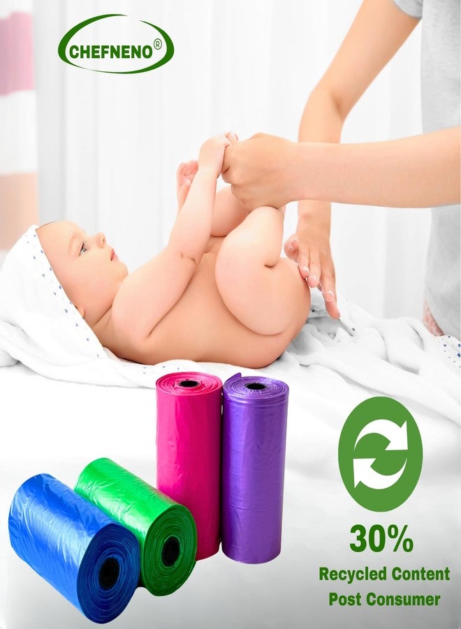 CHEFNENO Baby Diaper Bag Disposable Refill 8 Rolls (104 Diaper Sacks) Dog Poop Waste Bags Cat Litter Clump & Poop Bags Sanitary Pad Waste Bags (8 Rolls, Unscented) - Image 2