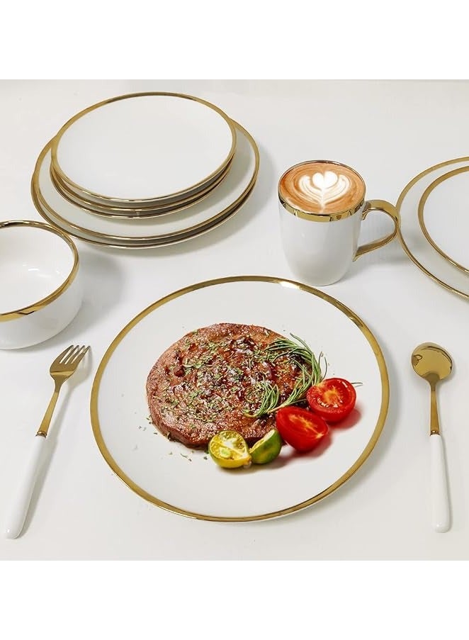 general Dinnerware Sets,24-Piece Plates and Bowls Sets for 4,White Modern Porcelain Dish Set Contain Dinnerware & Accessories for Wedding and Housewarming Gifts - Image 3