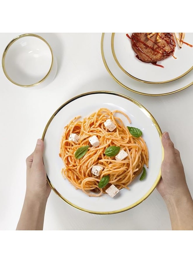 general Dinnerware Sets,24-Piece Plates and Bowls Sets for 4,White Modern Porcelain Dish Set Contain Dinnerware & Accessories for Wedding and Housewarming Gifts - Image 4