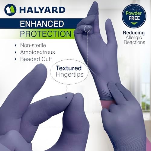 HALYARD SKYBREEZE Nitrile Exam Gloves, Powder-Free, 3.5 mil, Blue, Small, 47374 (Box of 200) - Image 2