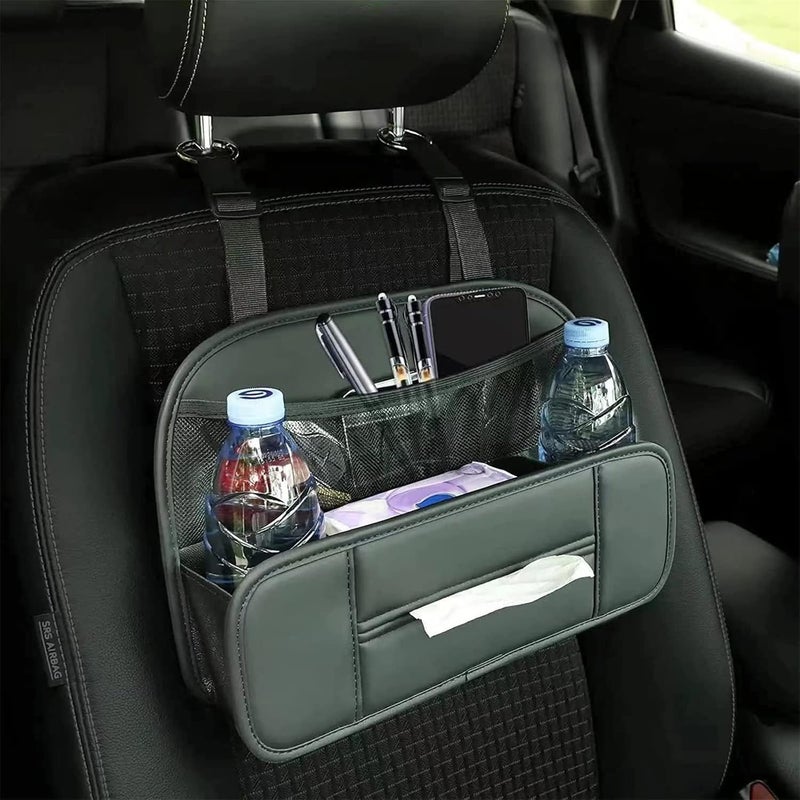 Premium Leather Car Backseat Organizer with Multiple Pockets - Image 1