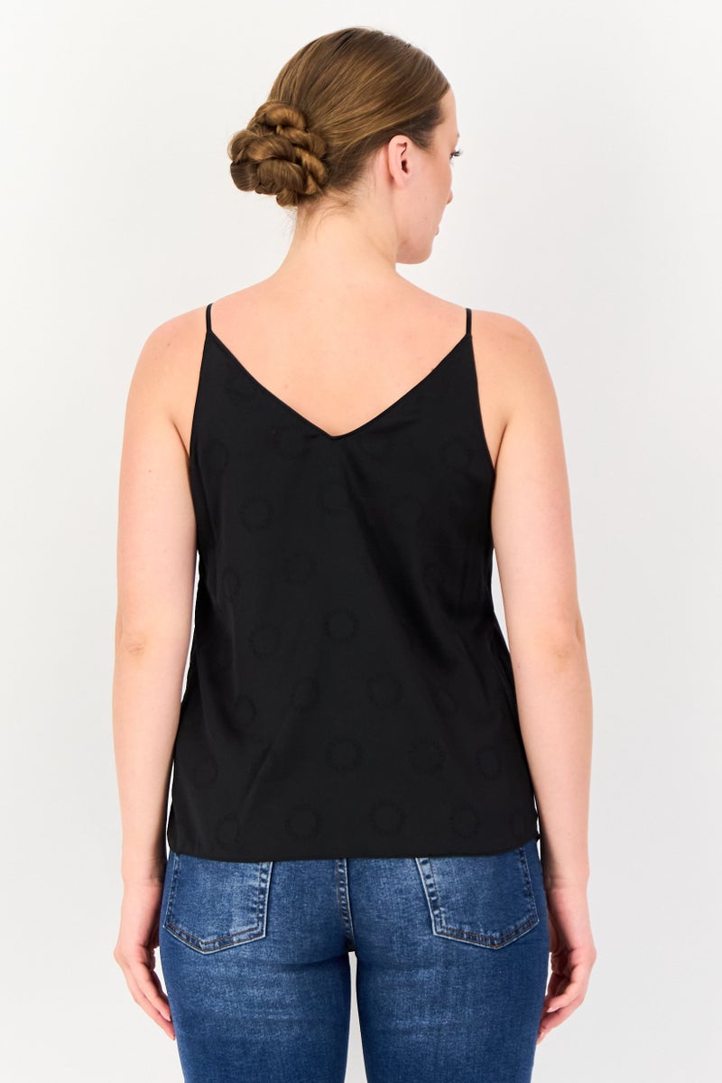 VERO MODA Women V-Neck Sleeveless Textured Top, Black - Image 2
