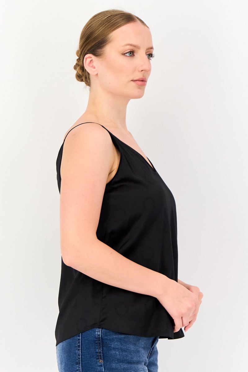 VERO MODA Women V-Neck Sleeveless Textured Top, Black - Image 4