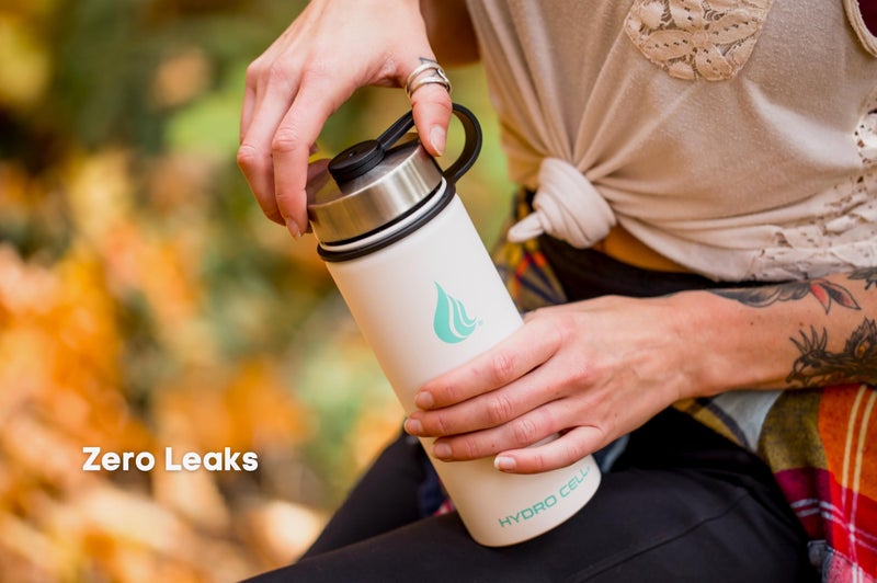 HYDRO CELL Stainless Steel Insulated Water Bottle with Straw - for Cold & Hot Drinks - Metal Vacuum Flask with Screw Cap and Modern Leakproof Sport Thermos for Adults (White 18oz) - Image 5