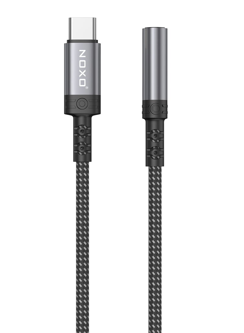 NOXO JACK-N-2 3.5mm Audio Adapter – [Specific Function, e.g., "Female to Male Aux Extension" or "Headphone Splitter"] (Gold-Plated, Compact) - Grey - Image 1