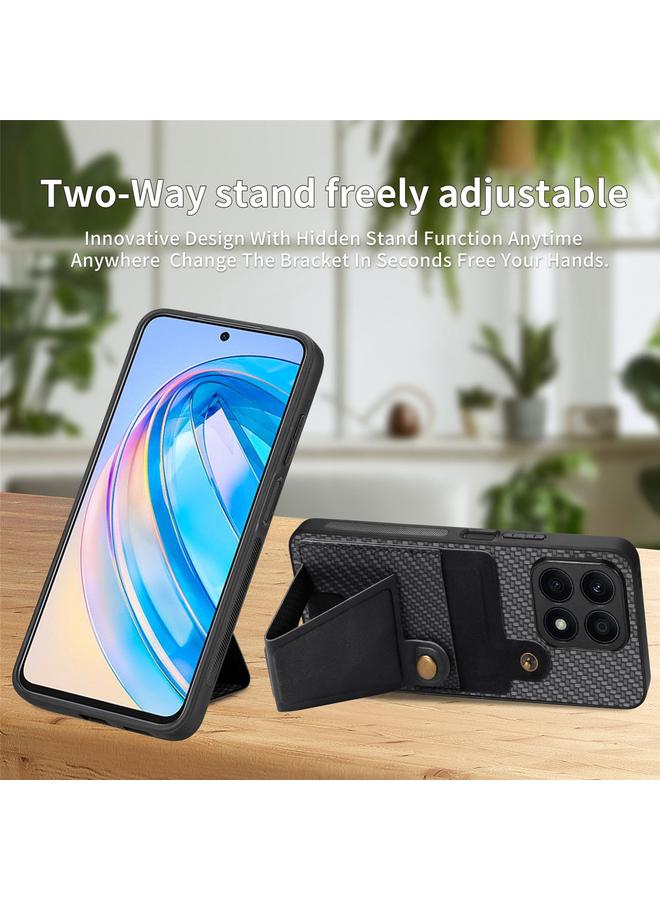 Green Tiger Case For Honor X8A Carbon Fiber Wallet Flip Card K-shaped Holder Phone Case - Image 4