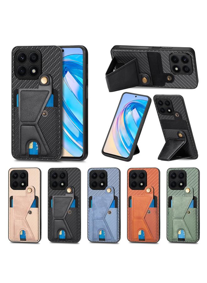Green Tiger Case For Honor X8A Carbon Fiber Wallet Flip Card K-shaped Holder Phone Case - Image 5