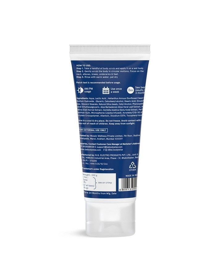 Be Bodywise 10% Aha Body Scrub ; With 10% Lactic Acid Oat Extract & Aloe Vera Extract ; Exfoliates Skin Reduces Tan & Ingrown Hair; 200G  - Image 3