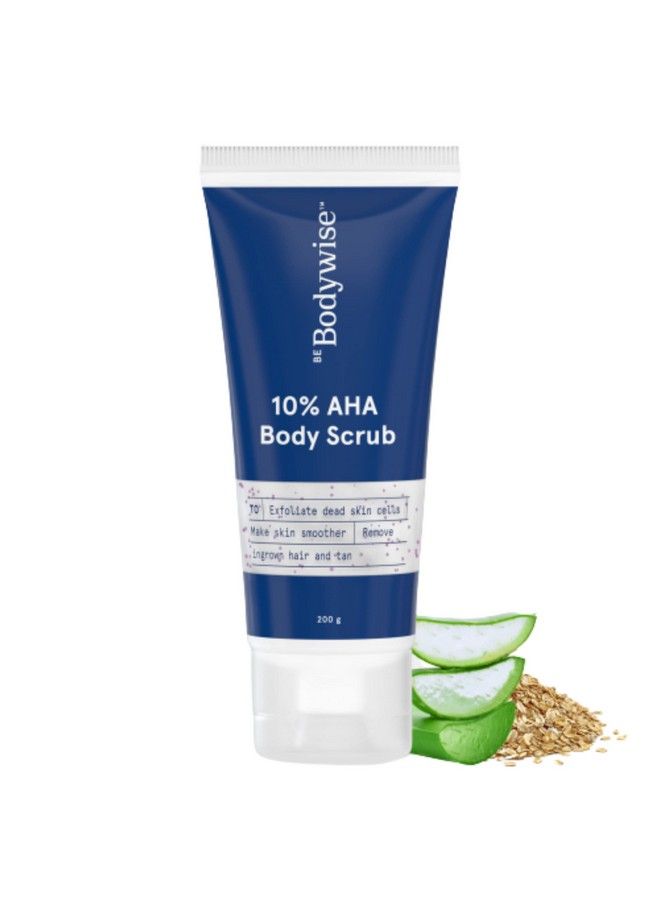 Be Bodywise 10% Aha Body Scrub ; With 10% Lactic Acid Oat Extract & Aloe Vera Extract ; Exfoliates Skin Reduces Tan & Ingrown Hair; 200G  - Image 2