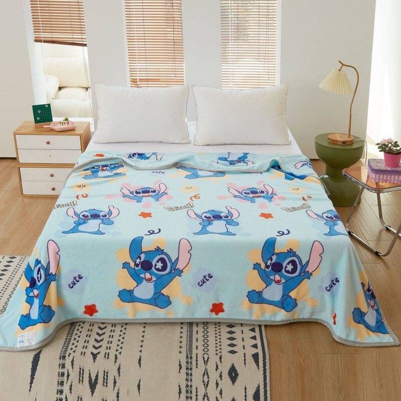 ستيتش بطانية محشوة من القماش المخملي بطبعة كرتونية من ستتش مزدوجة الجانب، بطانية قيلولة لرياض الأطفال، بطانية متعددة الاستخدامات (الحجم: 100 سم × 150 سم) - Image 3